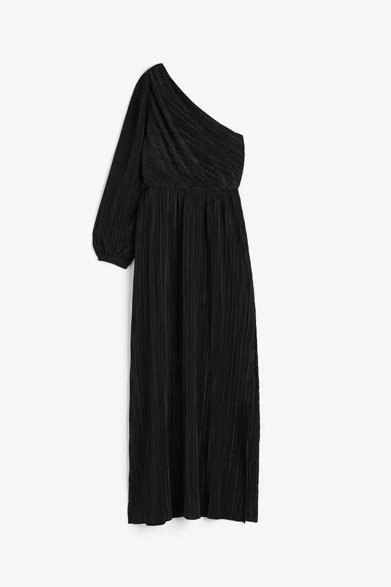 Pleated one-shoulder dress