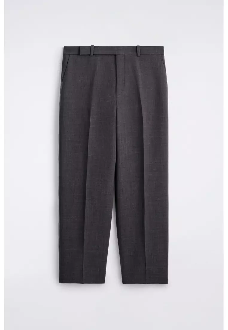 WOOL-BLEND RELAXED-FIT STRAIGHT-LEG TROUSERS