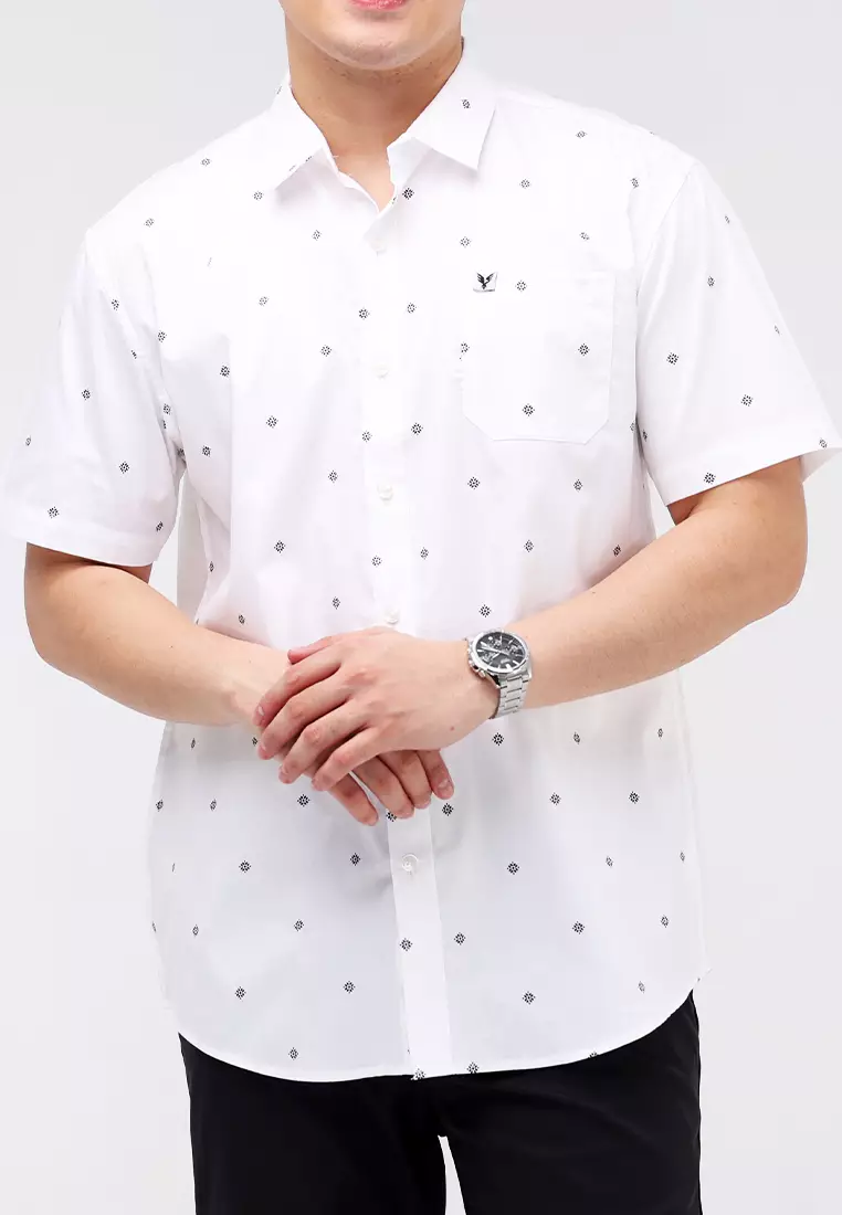 Woven Printed Poplin Short Sleeves Polo