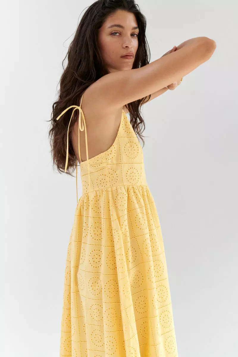 Tie-strap broderie anglaise dress