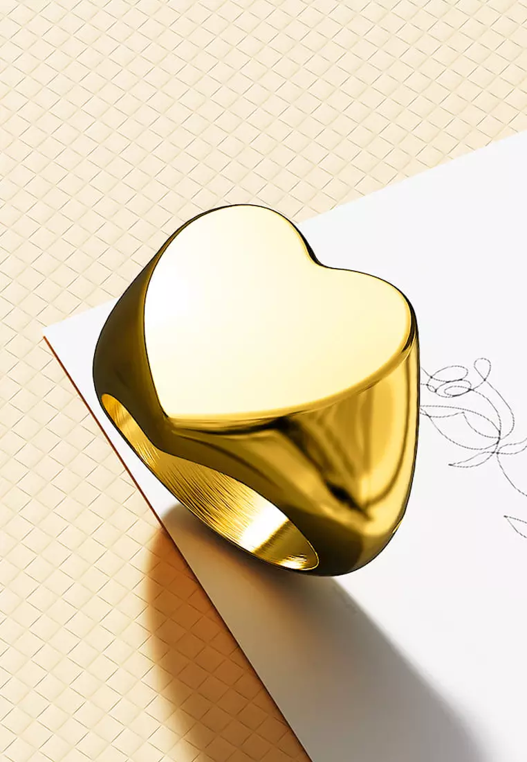 Heart's Desire Signet Gold Layered Ring in 16mm