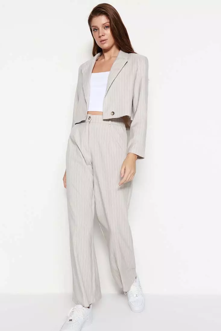 Stone wide leg trousers online