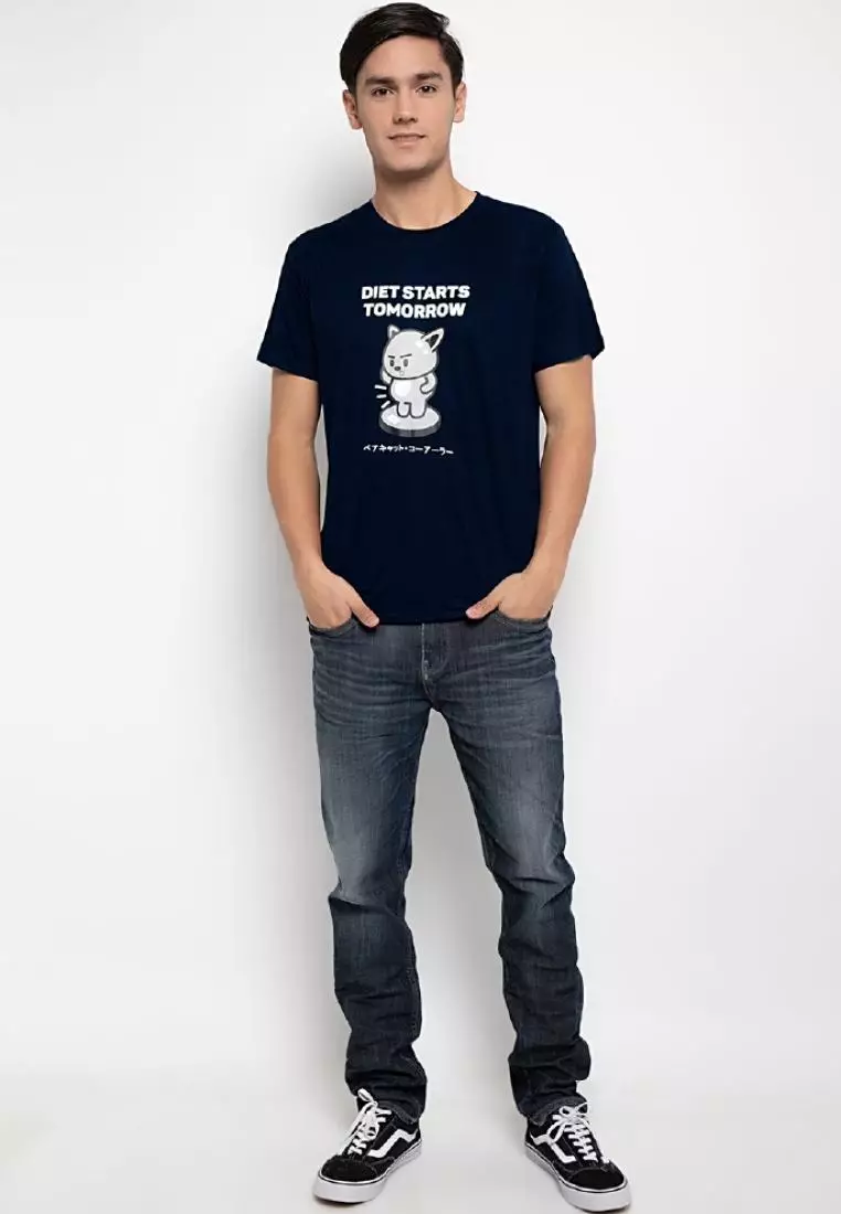 MTH44 thirdday tido diet navy t-shirt unisex pria