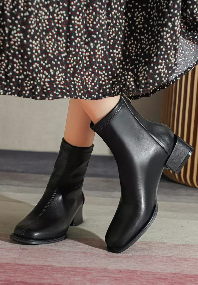 4CM 圓頭仿皮踝靴 839-2