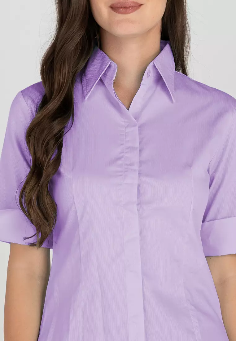 Diana 3/4 Sleeve Plain Button Down Office Blouse