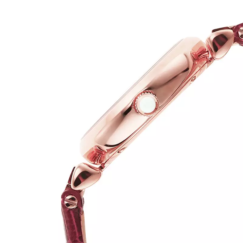 Jam Tangan Wanita Emporio Armani Fashion AR80052 Ladies Mother Of Pearl Dial Burgundy Leather Strap