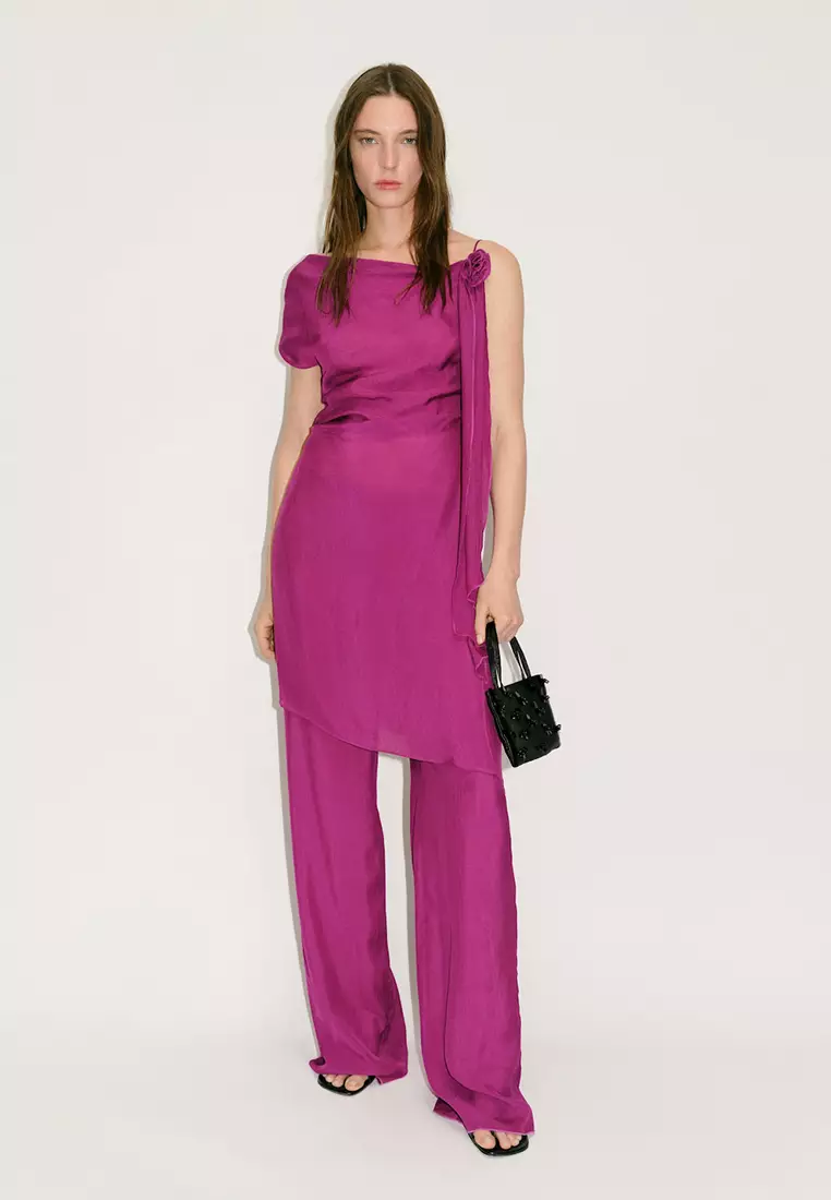 Satin Straight-Fit Trousers