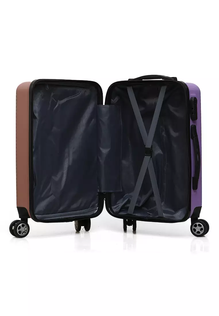 Carlton Koper Hardcase Unisex Size 20 Inch Dual Tone Color Large Compartment Suitcase Code Lock System Material ABS+PVC Coated ORIGINAL - Rose Purple