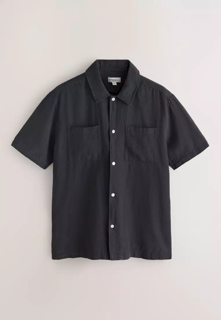 Linen Tencel Blend Short Sleeve Shirt