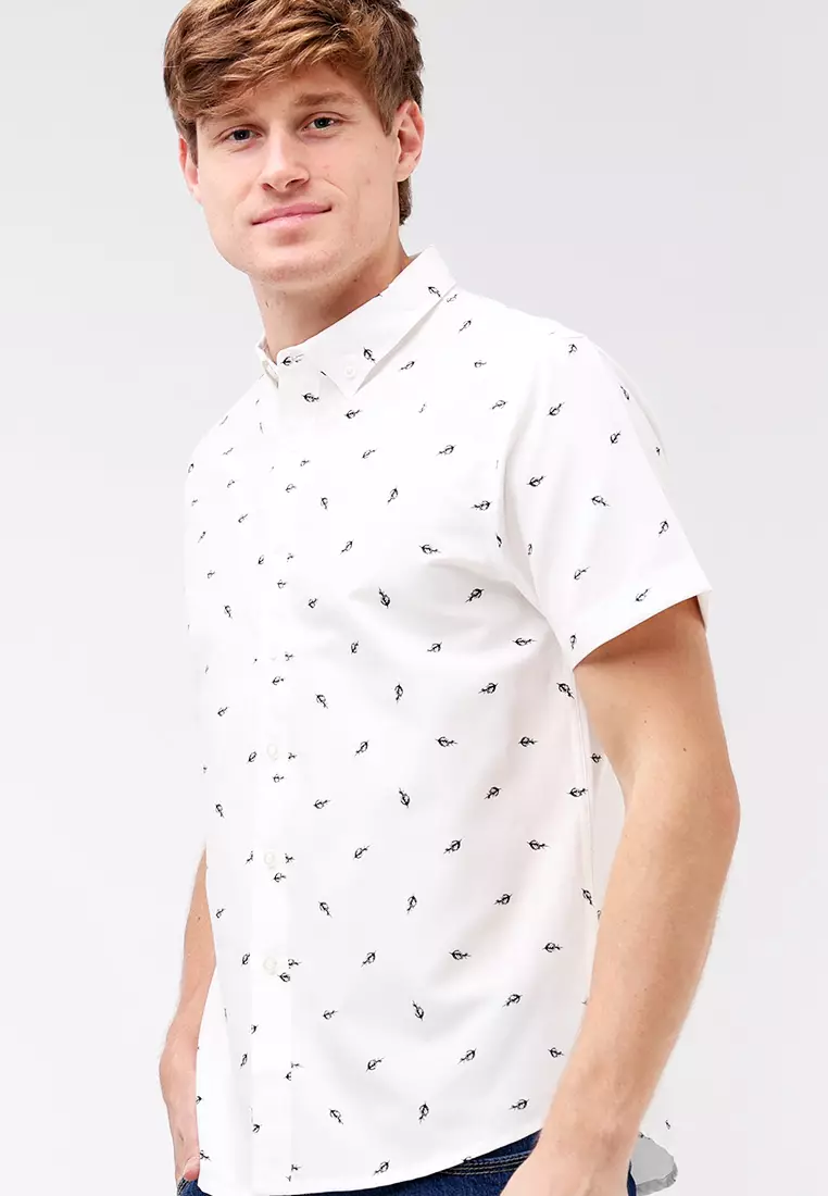 Woven Printed Oxford Short Sleeve Polo