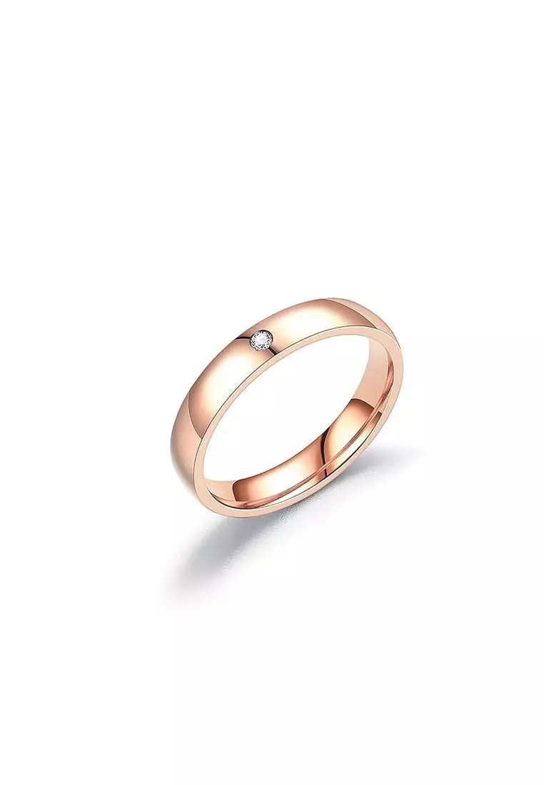 3mm Men's Rose Gold Plated Titanium Wedding Band With Cubic Zirconia Eternity Ring