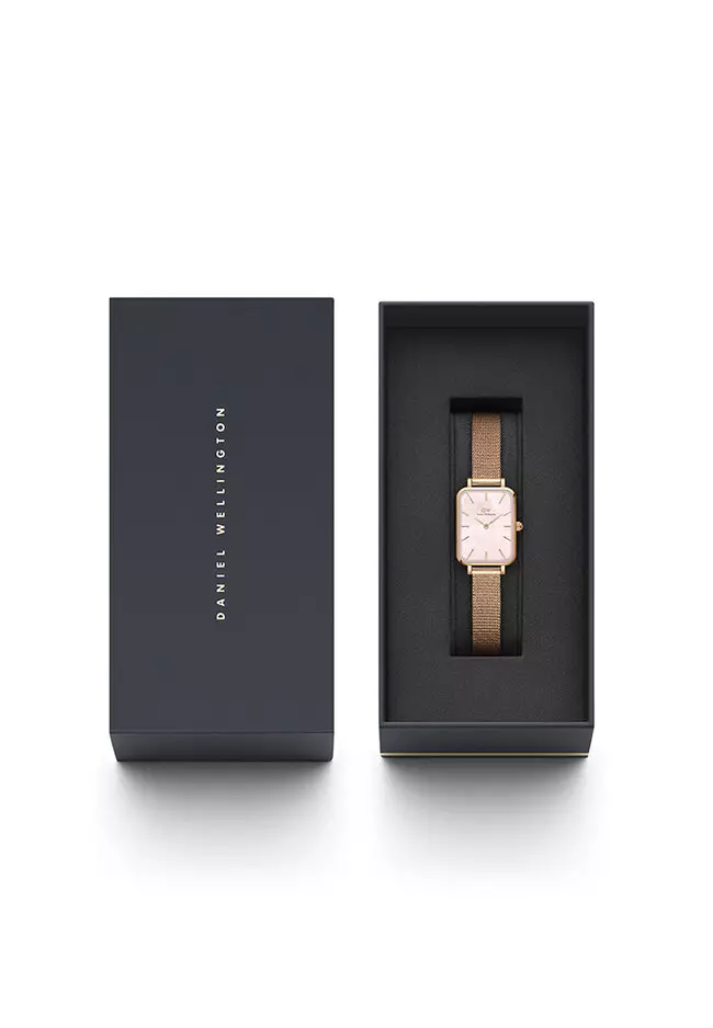 Quadro 20x26mm Pressed Melrose Rose gold Mother of Pearl Dial Watch Mesh strap Rose Gold jam tangan perempuan jam tangan wanita Watch for women DW