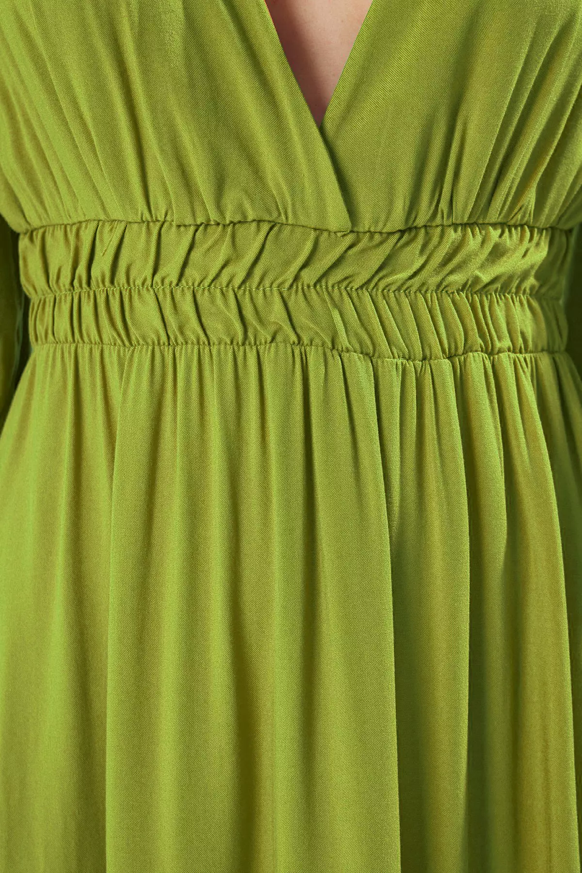 Oil Green Plain Maxi Woven Dress Twoss25El00776