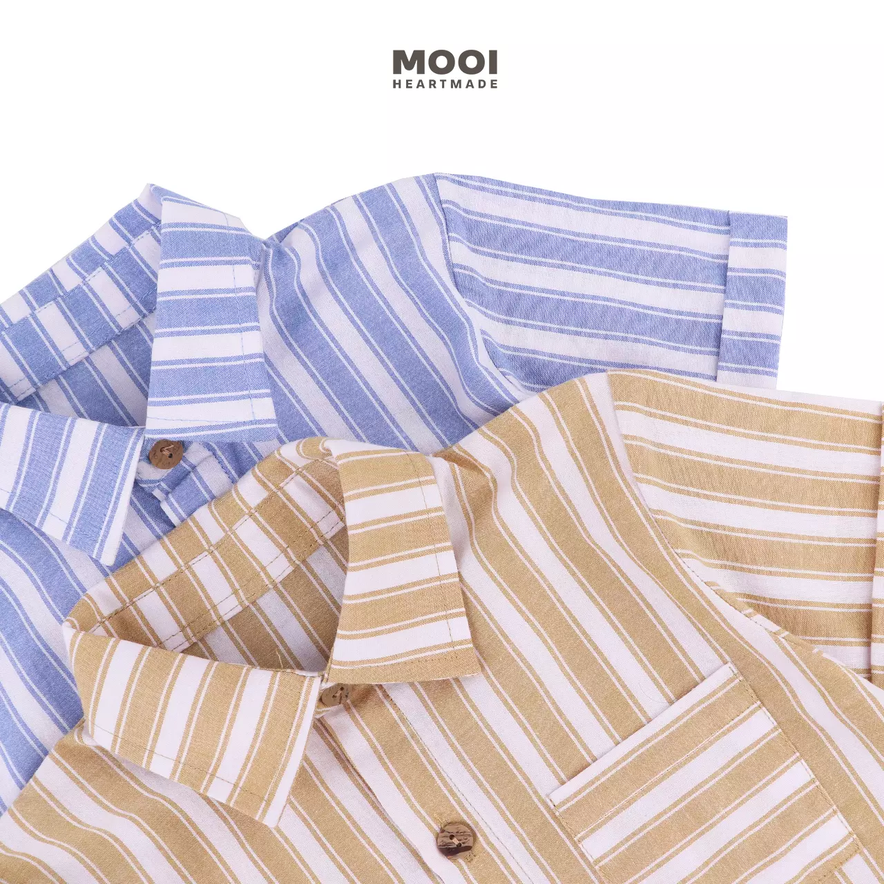 Mooi Kemeja Anak Laki-laki Kemeja Katun Motif Dion Striped Shirt - Light Blue