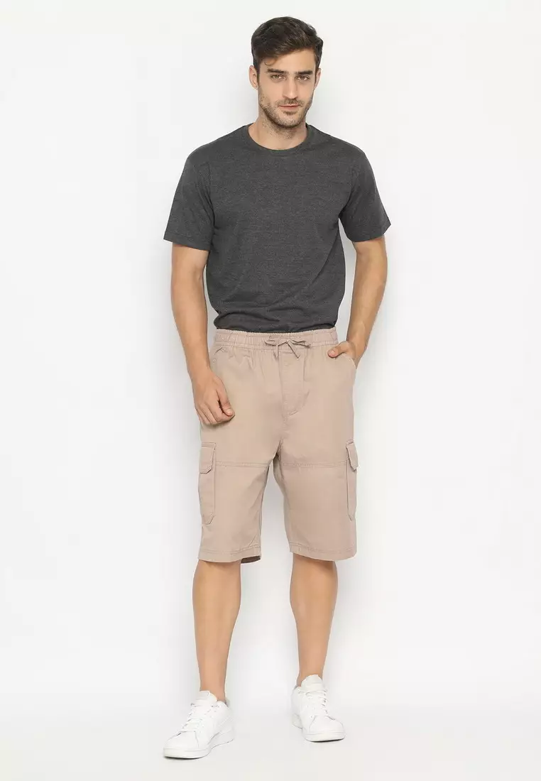 RBJ Celana Pendek Karet Cargo Cotton Coklat Pria
