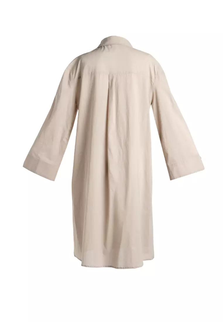 Gaun Kemeja Besar Warna Khaki