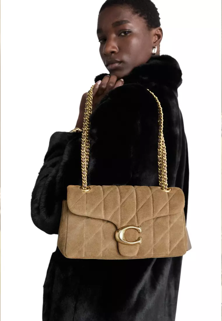 Tabby Shoulder Bag 26 With Quilting - Brass/Cedar