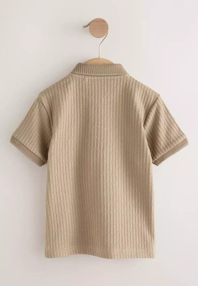 Textured Short Sleeve Polo Shirt