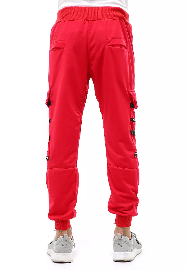 Locko Long Pants Celana Jogger Pria Zipper Design Material Baby Terry ORIGINAL - Red