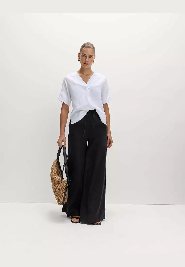 Pure Linen Wide Leg Palazzo Trousers