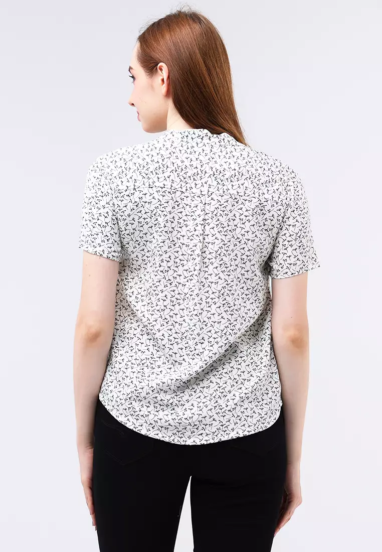 Woven Printed Rayon Short Sleeve Blouse