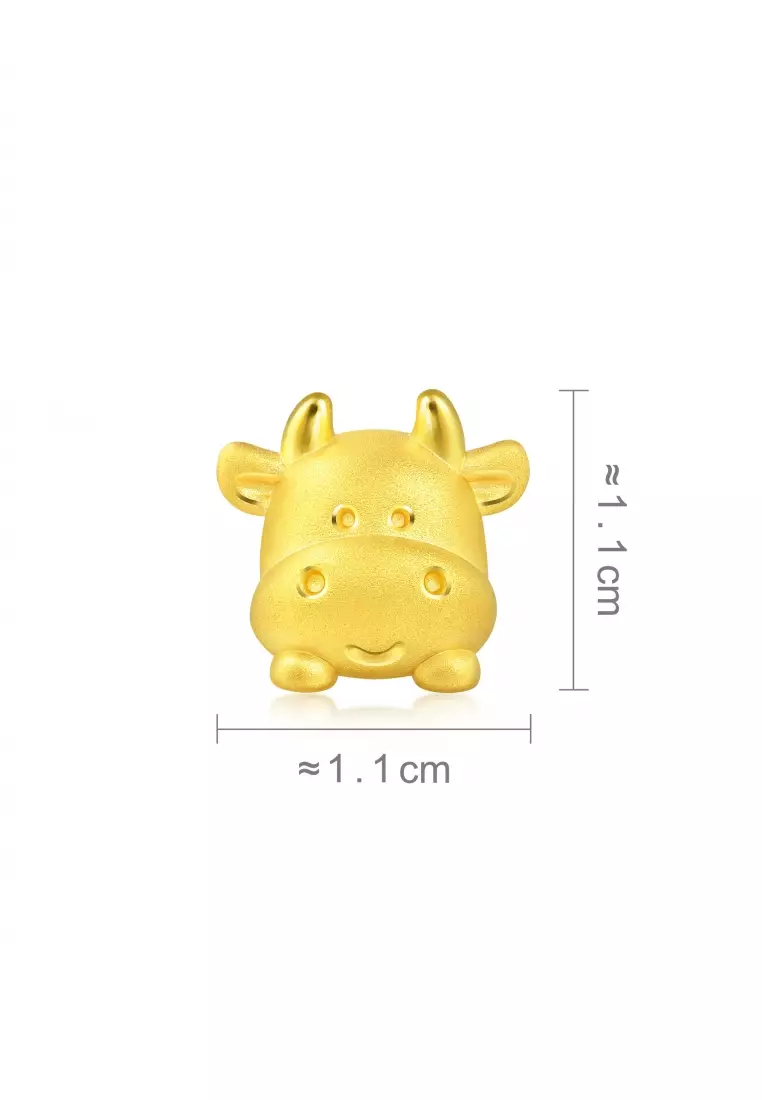 999 24K Solid Gold 'Cute & Pets' Ox Charm 91989C (Bracelet not included)