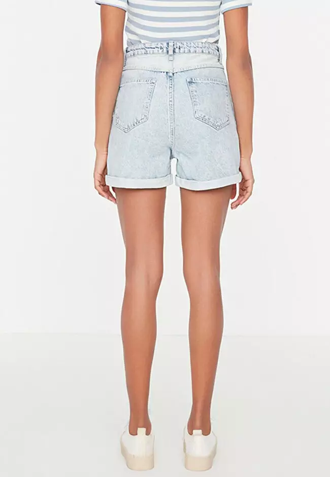 Color block jean hot sale shorts