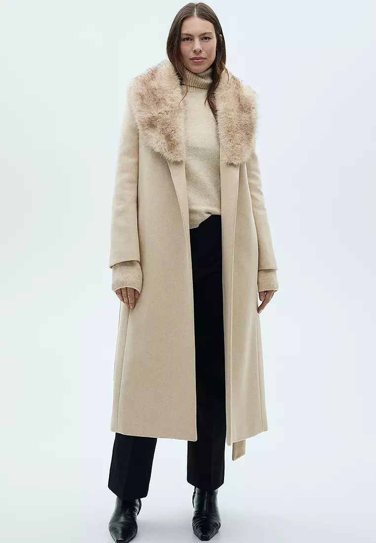 Fur Collar Wool Coat Buy Mango Manteco Wool Coat With Detachable