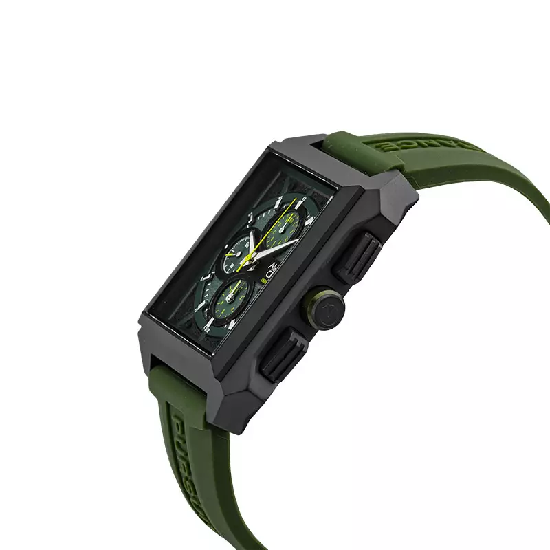 Jam Tangan Pria Alexandre Christie AC 6601 MC RIPBAGN Chronograph Men Dual Tone Dial Green Rubber Strap