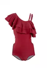 Buy HAPPY FRIDAYS Ruffle Backless One Piece Swimsuit SW