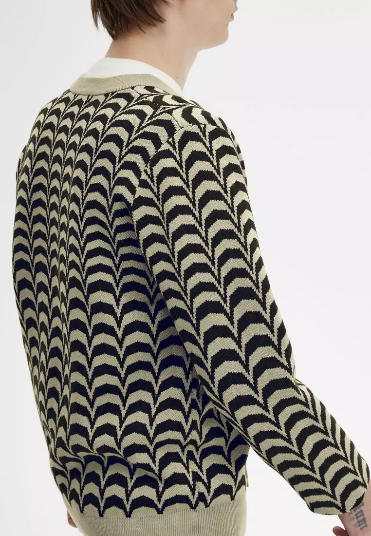Buy Fred Perry Fred Perry K7604 Printed Jacquard Cardigan