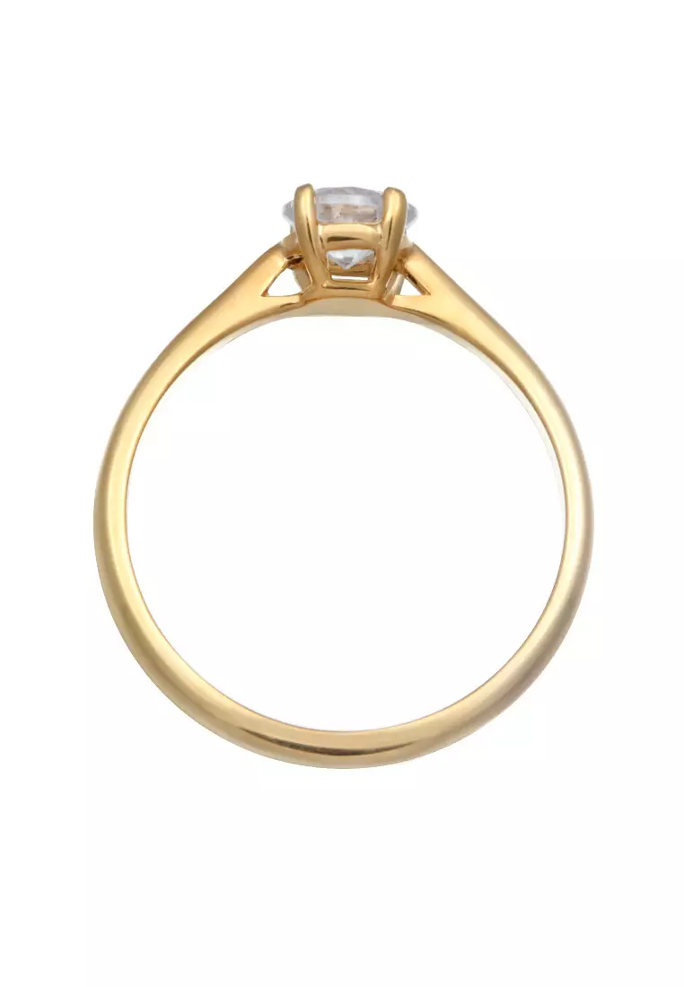 Cincin Perhiasan Perak 925 Wanita Engagement Classic Gold Plated