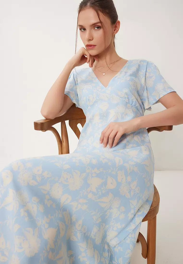 Floral Patterned Summer Viscose Dress