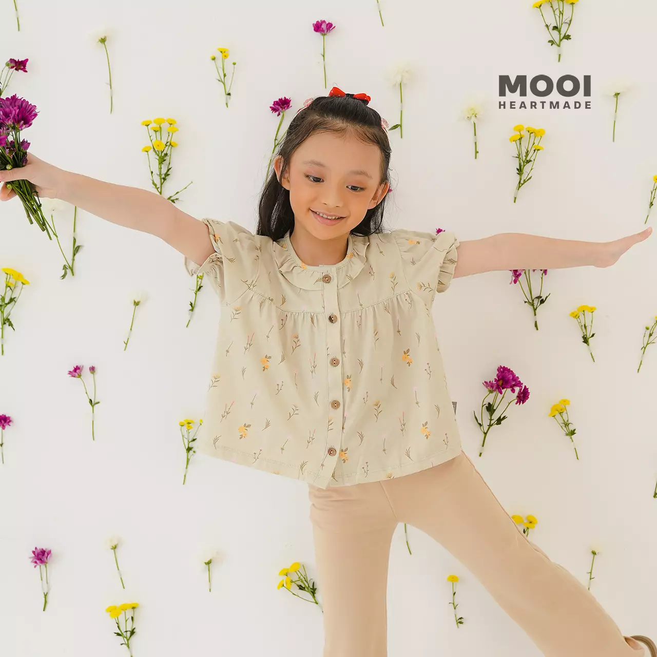 Mooi Atasan Anak Perempuan Daisy Top - Juicy Green