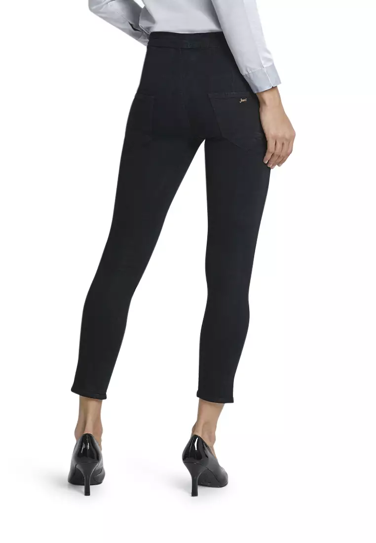 Ethelyne Celana Jeans High Waist Lipat Tulang Tengah Bawahan Wanita Casual - Black