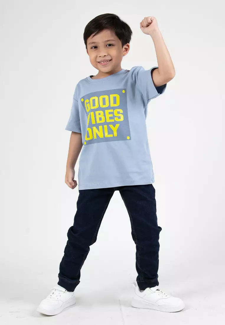 Forest Kids Boys Premium Cotton Interlock Round Neck Graphic T-Shirt | Baju T-Shirt Budak Lelaki - FK20219-38DustyBlue