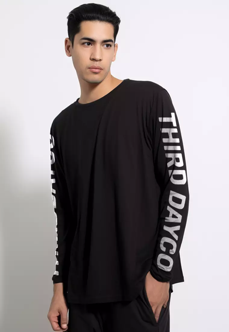 MTV09 kaos lengan panjang premium arm "thirddayco" hitam