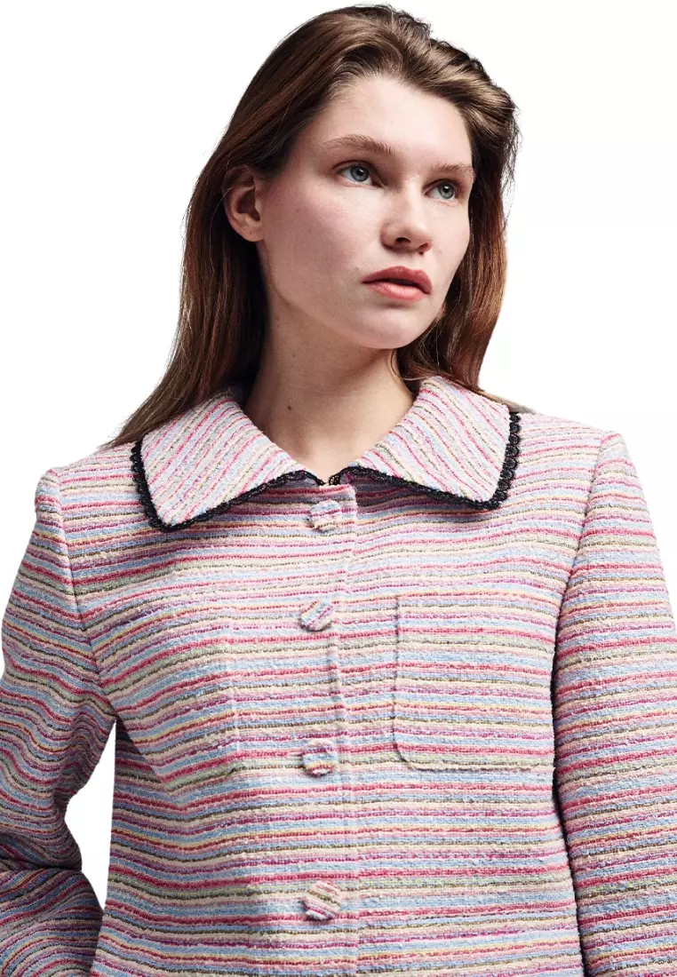 Jual MARDI MERCREDI Spring Tweed Cropped Jacket Multicolor