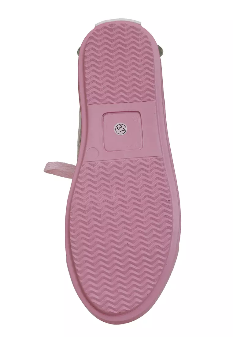 Sepatu Sneakers Casual Tali Ikat Material Canvas Comfortable - White