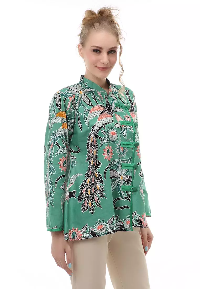 Lynelle Atasan Formal Wanita Blouse Batik Long Sleeve Model Kancing Material Cotton ORIGINAL - Tosca