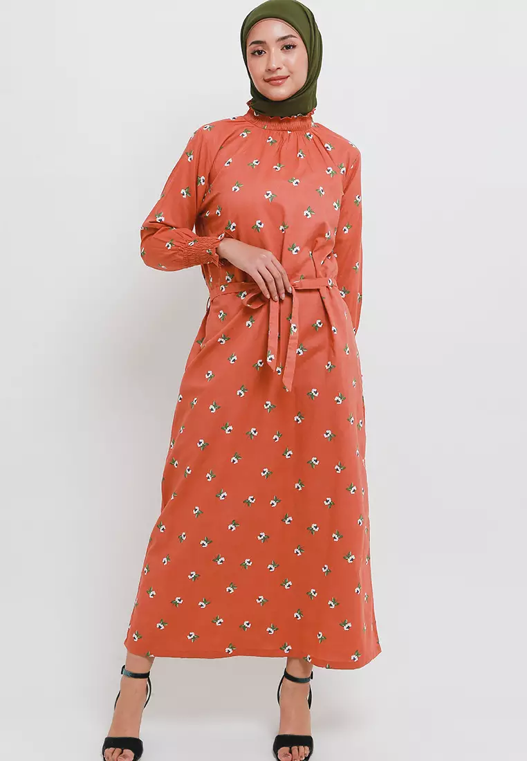 MFMW Danyrose Dress Merah Motif Bunga