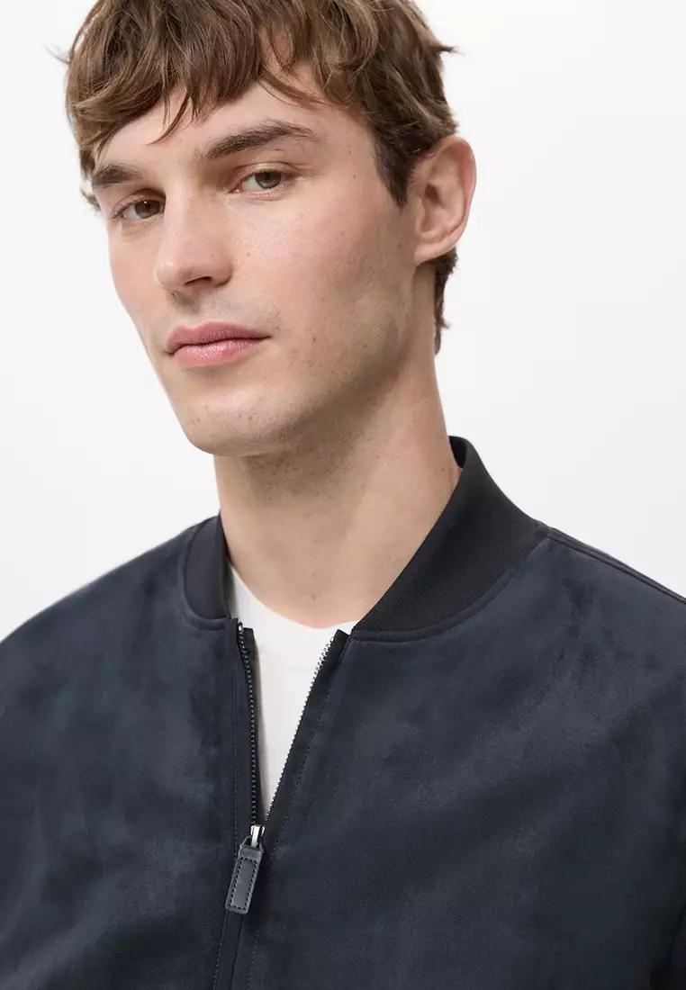 Suede-Effect Bomber Jacket