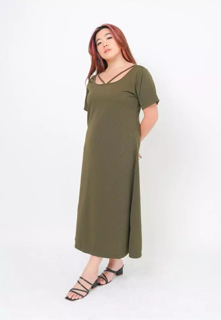Plus Size Long Dress Alecya Army