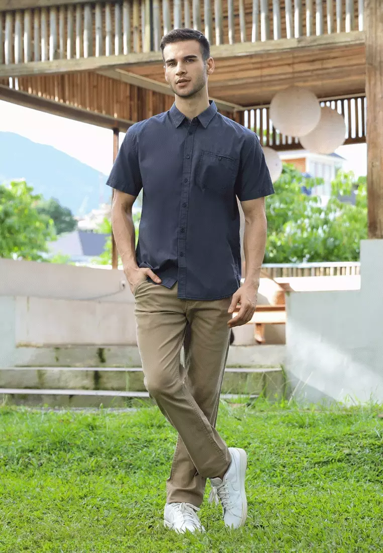 POLICE Kemeja Polos Cotton Regular Fit Pria