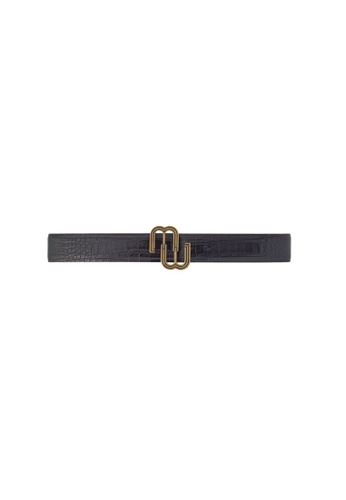 Maje black and gold CROC-EFFECT LEATHER DOUBLE M BELT 5810EAC026AE11GS_1