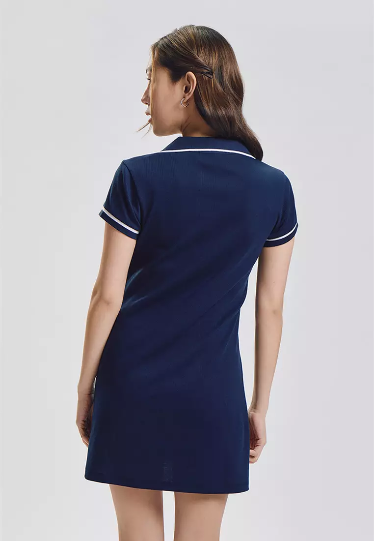 Short Sleeve Skater Mini Polo Dress with Contrast Details