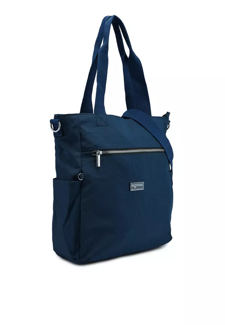 Metallic Series Crinkle Nylon Convertible Tote Bag