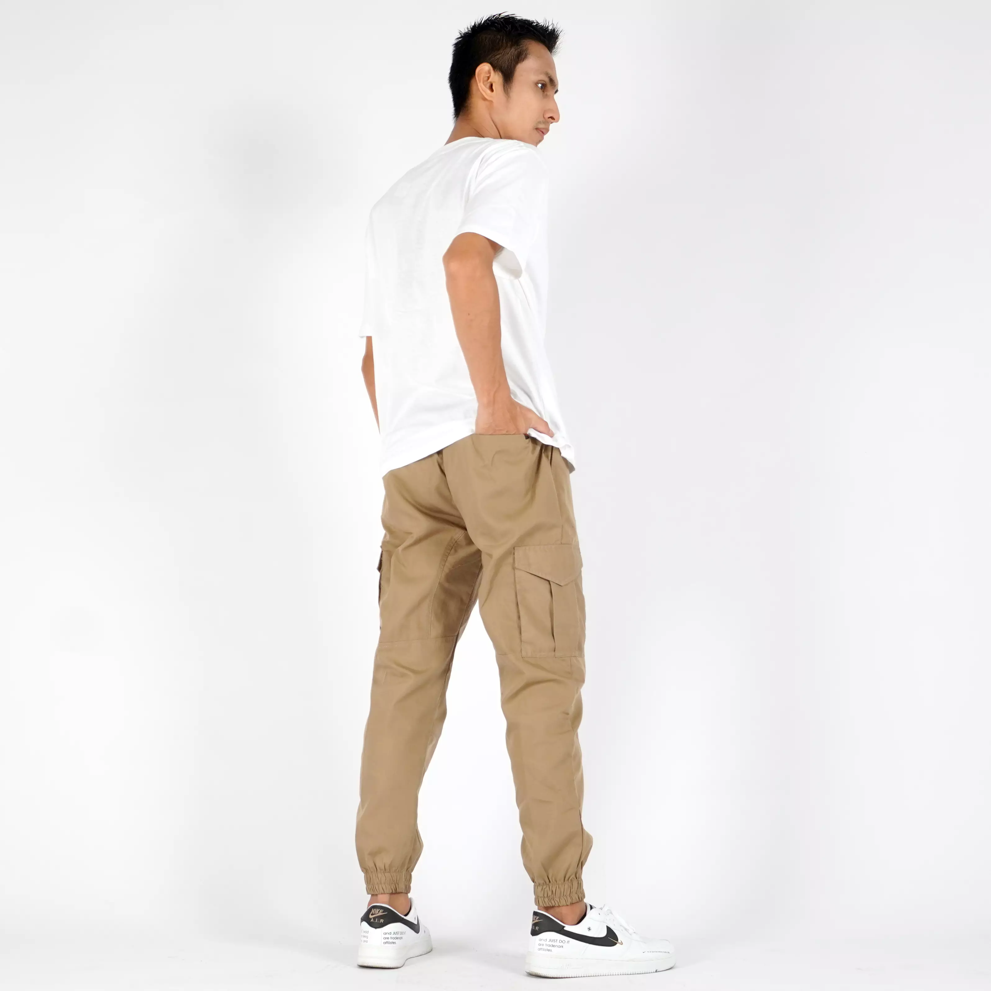  DAVE Celana Panjang Kargo Pria Celana Kargo Pria Cargo Jogger Pants - KREM