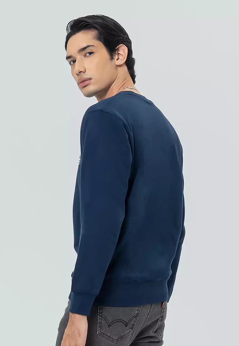 ICELAND NAVY Sweatshirt Lengan Panjang LS - Top Man Graphic Sweatshirt Warna Navy Blue - Ukuran S