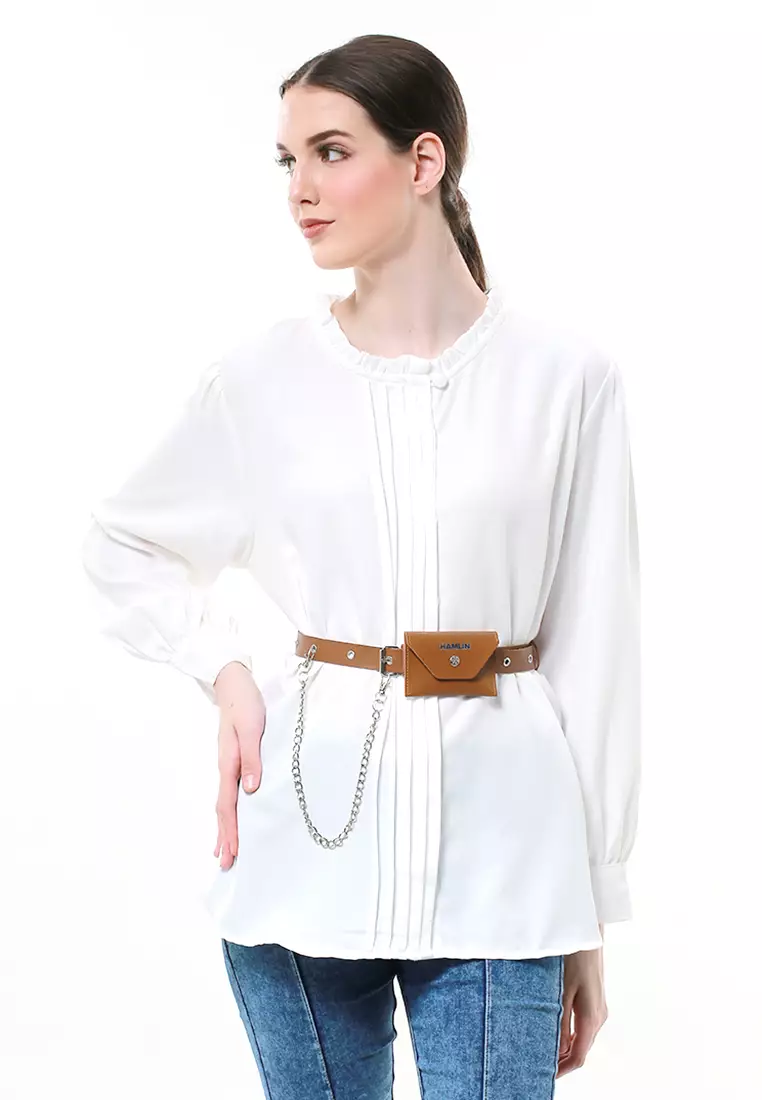 Imani Ikat Pinggang Wanita with Mini Wallet Multifunction Material Leather ORIGINAL - Brown